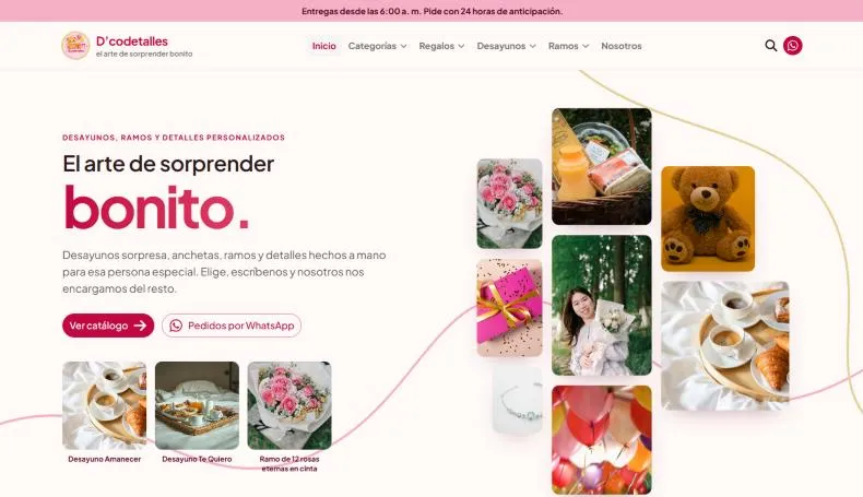 Página de inicio de D’codetalles: "El arte de sorprender bonito"